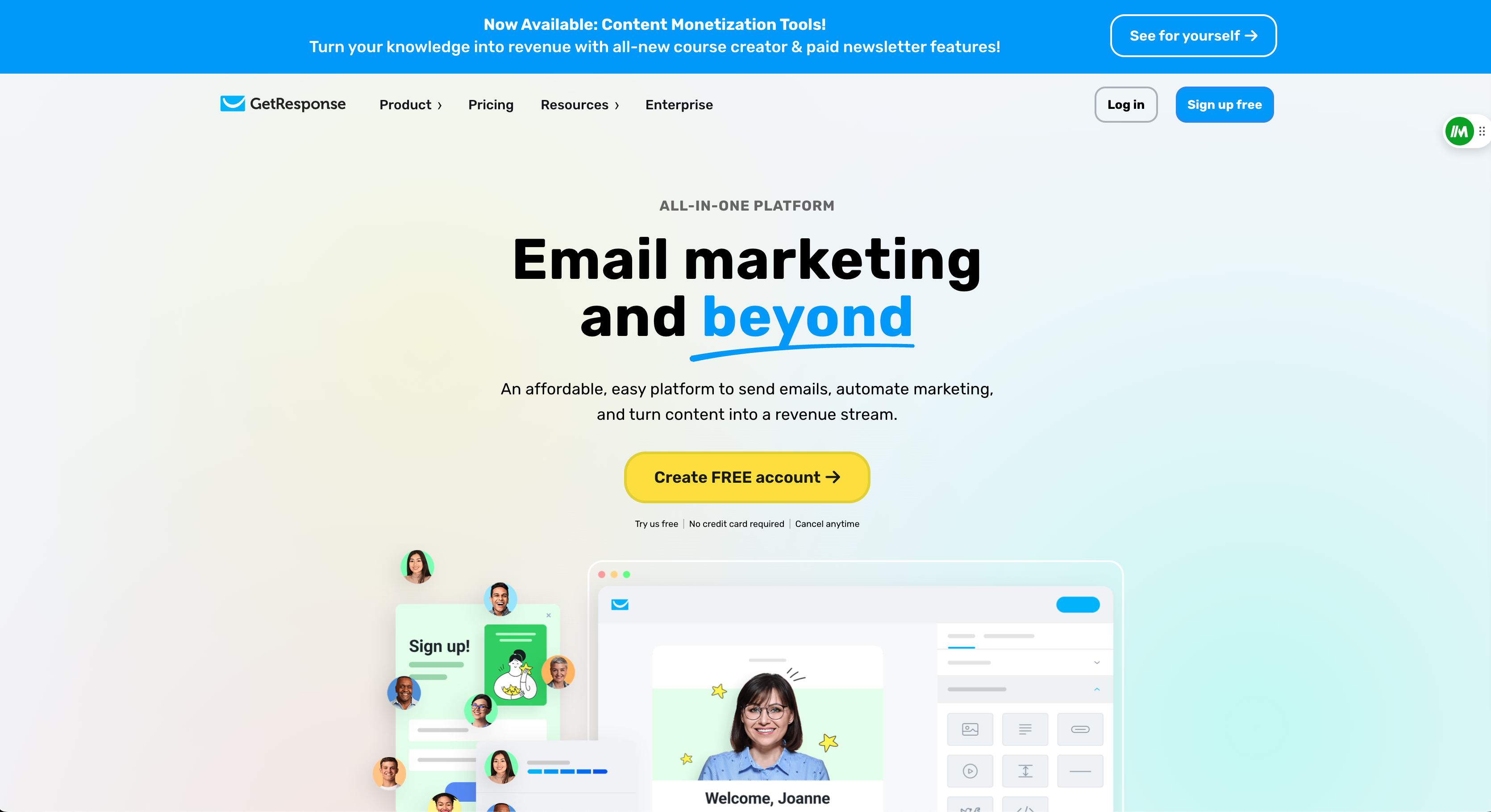 GetResponse email marketing dashboard showcasing campaign analytics and user-friendly interface