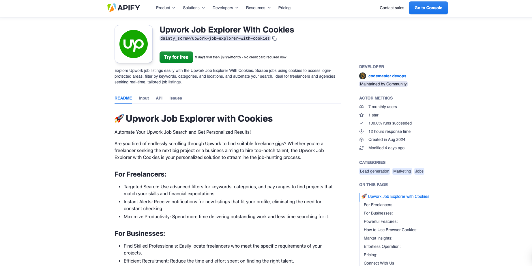 Upwork Job Explorer Tool