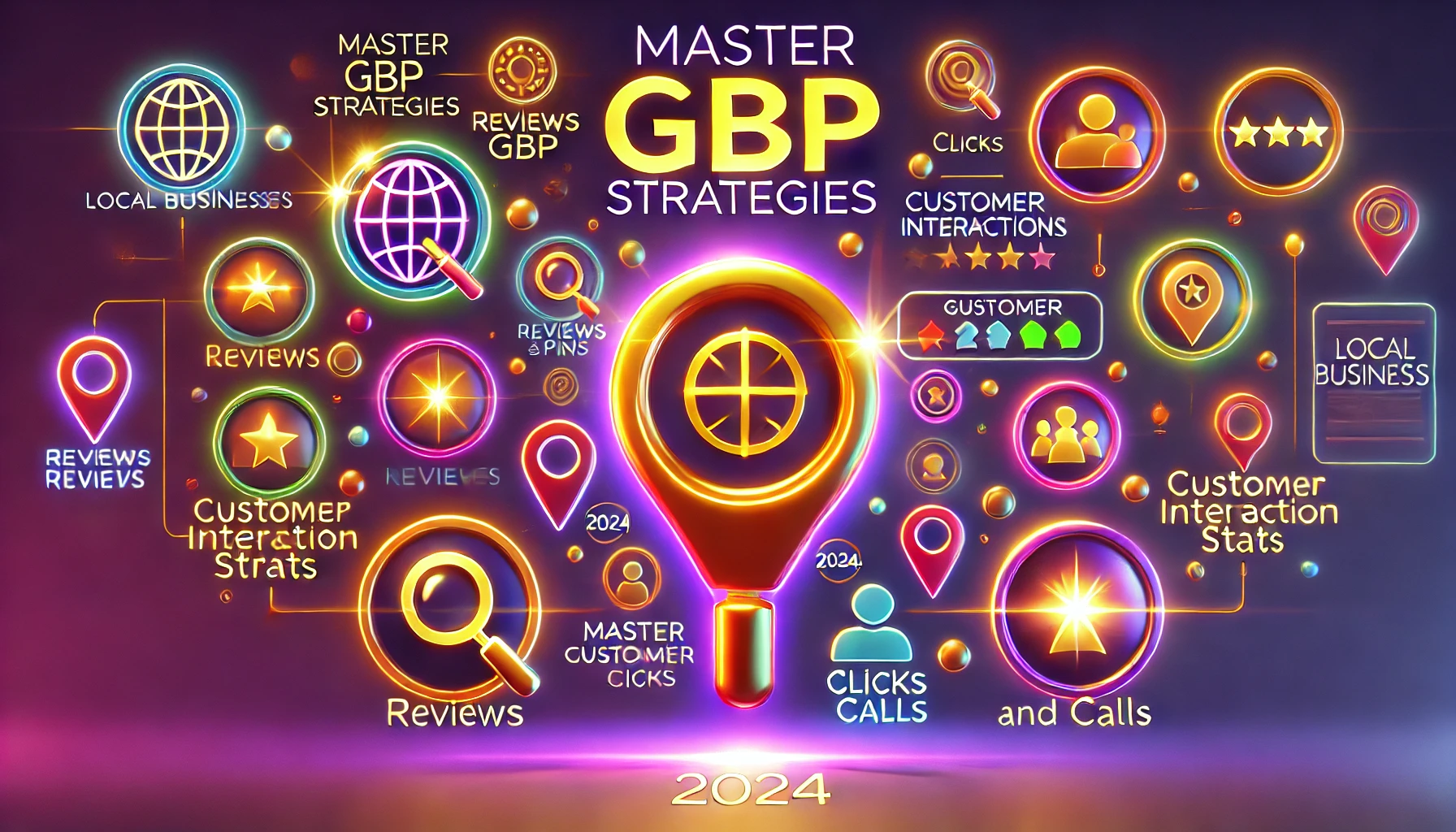 A vibrant illustration showcasing GBP optimization for 2024